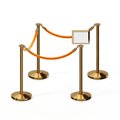 Montour Line Stanchion Post & Rope Kit Pol.Brass, 4FlatTop 3Gold Rope 8.5x11H Sign C-Kit-3-PB-FL-1-Tapped-1-8511-H-3-PVR-GD-PB